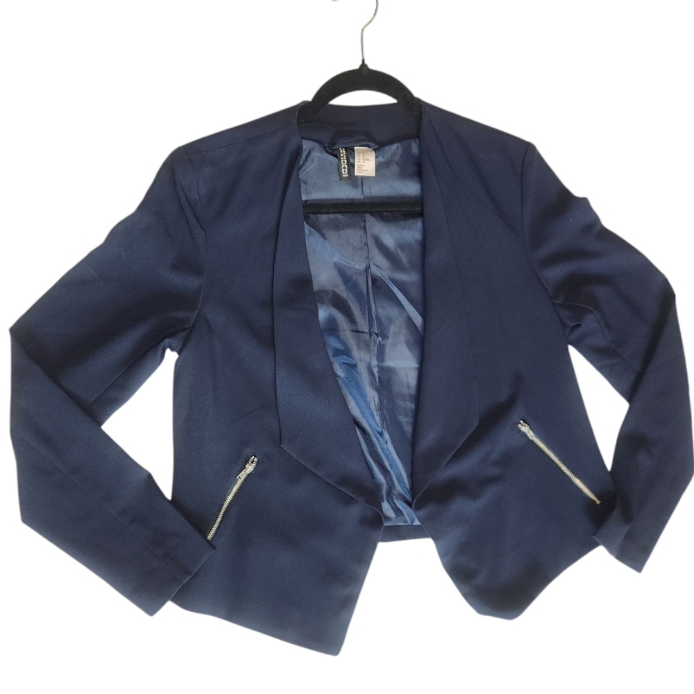 H&M Blue Tailored Blazer with Classic Lapel
